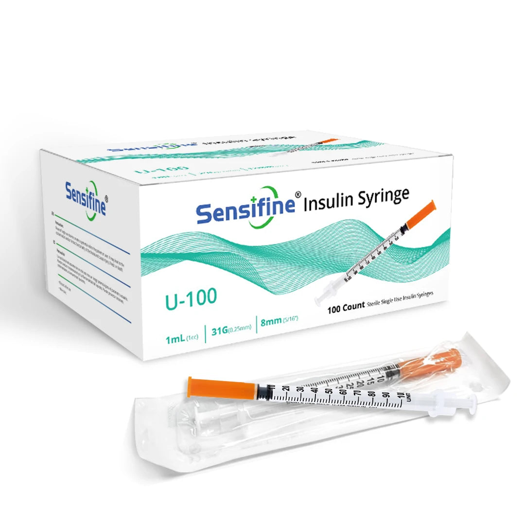 Sensifine Insulin Syringes - 31G 1cc 8mm (5/16") - BX 100
