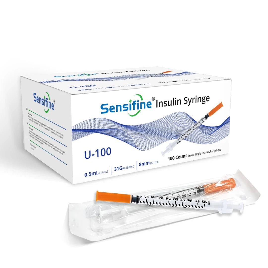 Sensifine Insulin Syringe - 31G 0.5cc 8mm (5/16") - BX 100