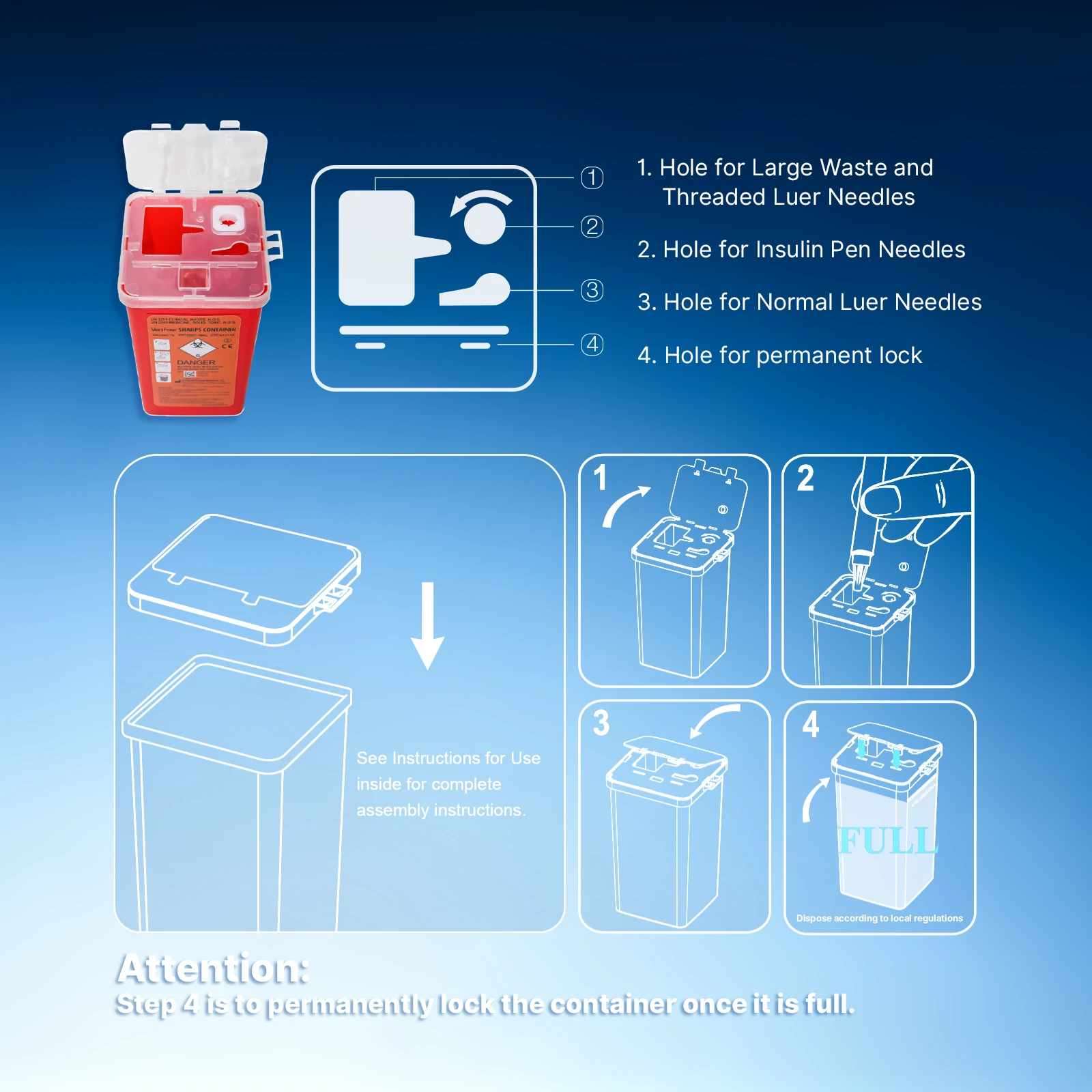 Sensifine Sharps Container (1 Quart) — Instructions for Use