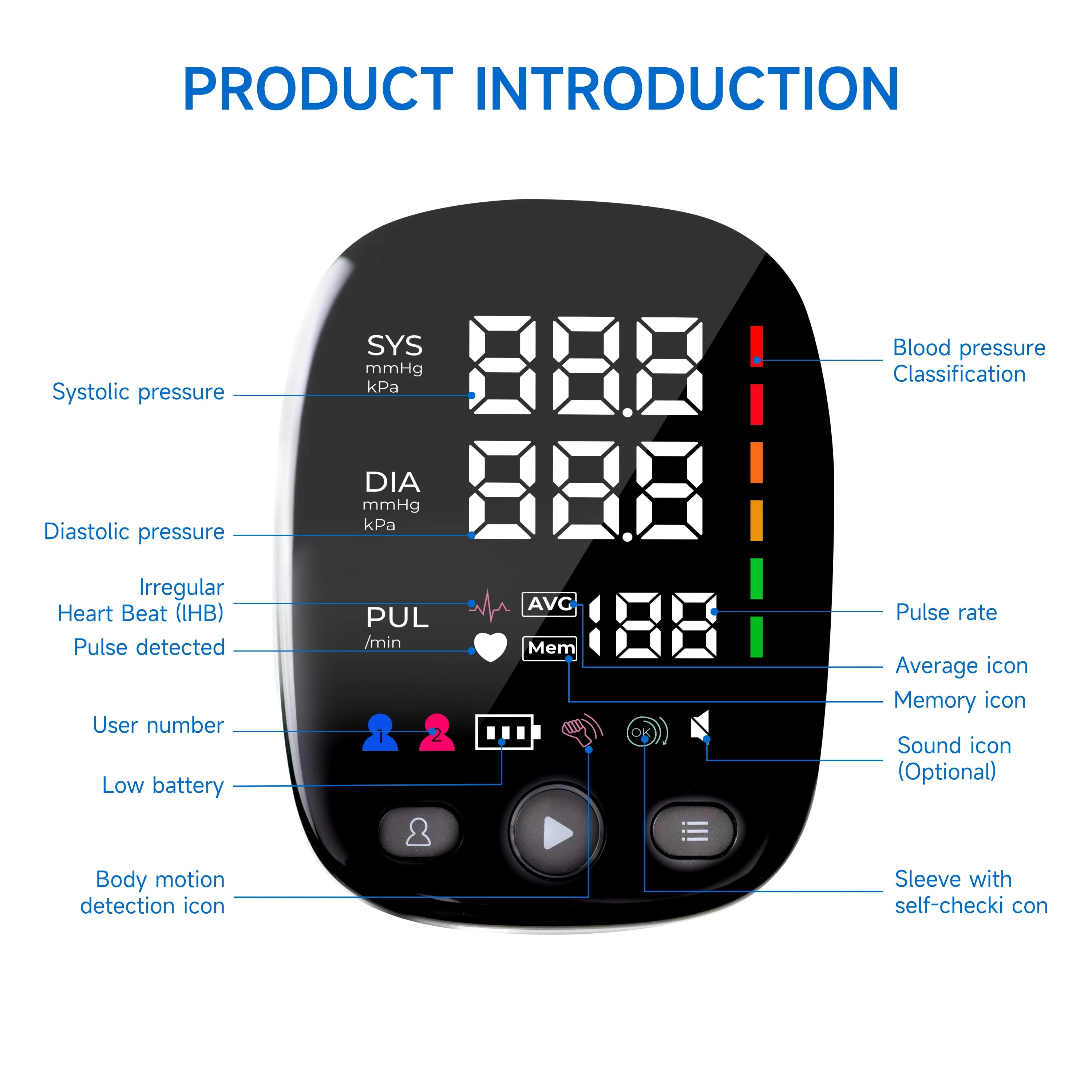 High-accuracy Sensifine heart monitor featuring irregular heartbeat detection and a color-coded indicator for easy-to-understand results.