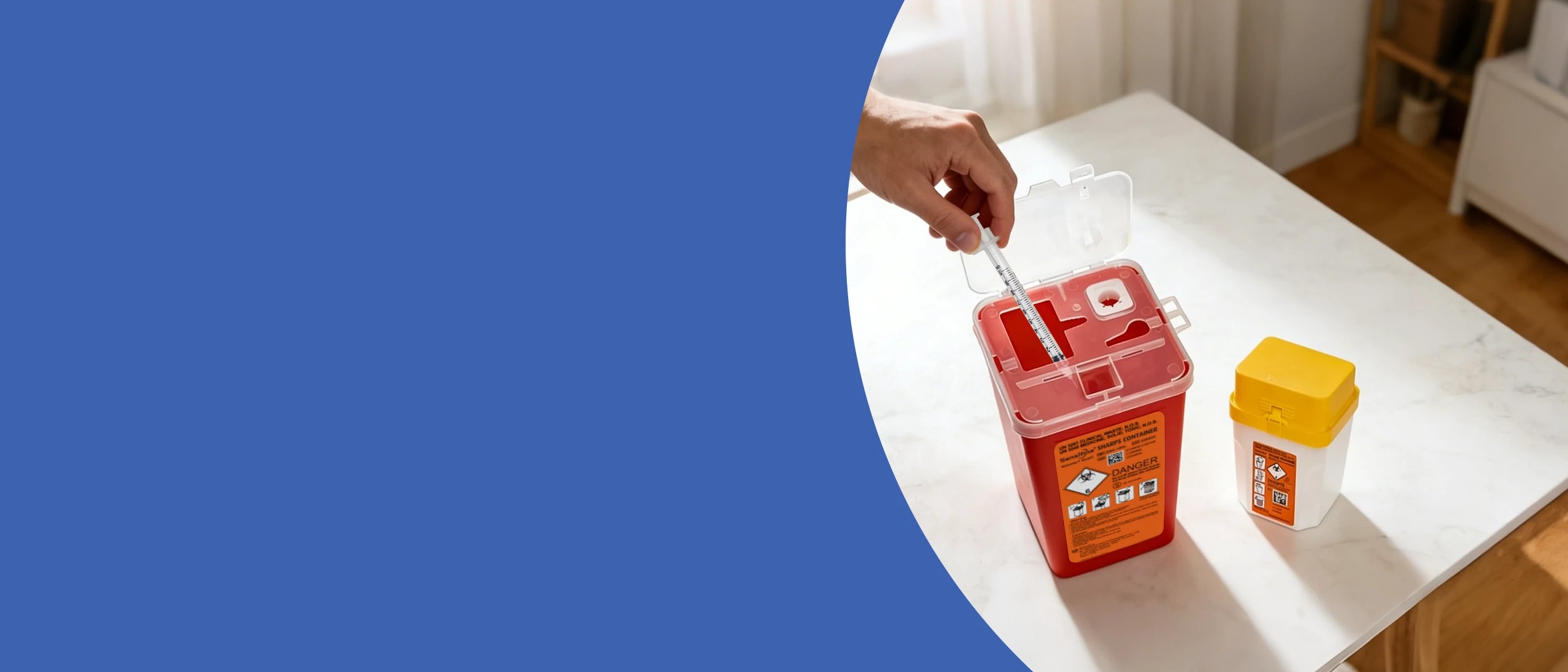 Sensifine sharps disposal containers feature puncture-resistant walls and a dual-locking system, ensuring safe and reliable sharps management whether at home or on the go.